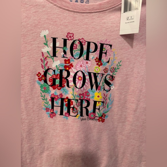Vera Bradley Pink “Hope Grows Here” long sleeve t shirt Women’s Small S Flowers - Picture 2 of 10